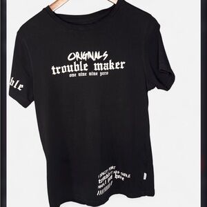 Jack & Jones Black T-Shirt Originals Trouble Maker Small Good Condition